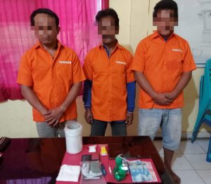 Tim Opsnal Polsek Tapung Hulu Tangkap 3 Pelaku Narkoba Dalam Pondok disekitar Kebun Sawit