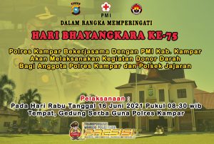 216 Personel Polres Kampar Akan Melaksanakan Donor Darah Jelang Hari Bhayangkara Ke-75