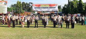 Kapolres Kampar Pimpin Upacara Laporan Kenaikan Pangkat 44 Anggotanya