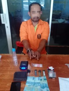 Polsek Tapung Tangkap Seorang Pengedar Shabu di Desa Pantai Cermin