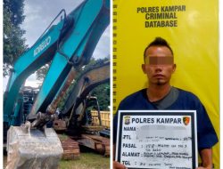 Sat Reskrim Polres Kampar Ungkap Kasus Penambangan Ilegal, Operator Alat Berat Diamankan