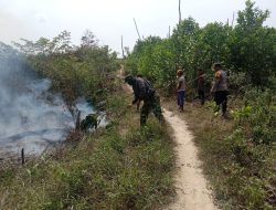 Temukan Api Saat Patroli, Praka Fayzul Hendri Lakukan Pemadaman Api di Areal TNTN
