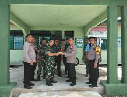 HUT TNI Ke-77, Kapolsek XIII Koto Kampar beserta Personilnya Kunjungan ke Mako Koramil 12/XIII Koto Kampar 