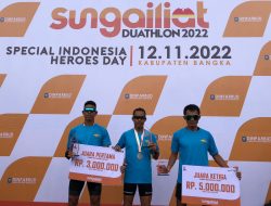 Medali Emas Prajurit TNI AL di Ajang Sungailiat Duathlon