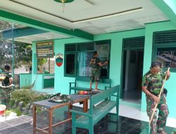 Dengan Semangat Anggota Koramil 03/Bunut Laksanakan Pemeliharaan Pangkalan