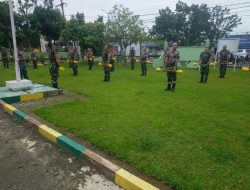 Jaga Kebugaran, Angota Koramil 01/Bkn Lakukan Senam Barbel