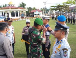 Personil Koramil 09/Langgam Hadiri Apel Gelar Pasukan Operasi Keselamatan Lancang Kuning Tahun 2023