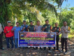 Wujud Sinergitas TNI Polri, Bhabinkamtibmas Polsek Kabun dan Babinsa Laksanakan Sosialisasi Karhutla