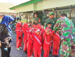 Senangnya Anak TK RA Azza Berkunjung ke Markas TNI di Rokan Hulu Riau