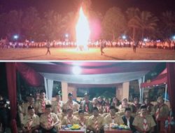 Bumi Perkemahan Kwarran Kec.Koto Kampar Hulu Gelar Upacara Unggun Api dan Pensi