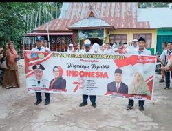 Rayakan HUT RI Ke-78, SMPN 2 Koto Kampar Hulu Pawai Keliling Desa Bandur Picak