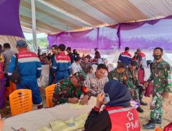 Wujud Kepedulian, Anggota Koramil 16/Tapung Melaksanakan Donor Darah Yang Diselenggarakan PT. PHE