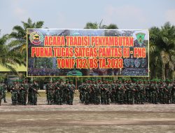 Dampingi Danrem 031/Wb Dandim 0313/Kpr Sambut Satgas Yonif 131/BS Purna Tugas dari RI-PNG