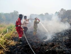 Babinsa Koramil 07/Kampar Lakukan Pendinginan Karhutla