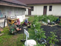Manfaatkan Lahan Terbatas, Babinsa Koramil 16/Tapung Bersama Ibu-Ibu PKK Membuat Media Tanam PolyBag