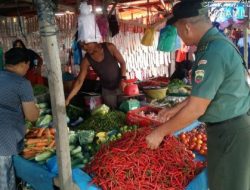 Jelang Nataru 2024, Babinsa Monitoring Langsung Harga Sembako di Pasar Tradisional Tambusai