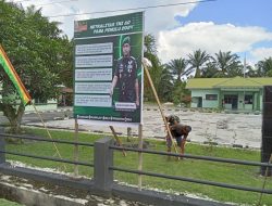 Wujud Nyata Untuk Tidak Terlibat Politik Praktis, Koramil 16/Tapung Pasang Baliho Netralitas TNI-AD Pada Pemilu 2024