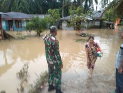 Babinsa Koramil 08/TDN Memonitoring Desa Alintan Kebanjiran Akibat Curah Hujan Tinggi