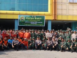 Sempena HUT Ke- 74 Kodam I/BB, Kodim 0313/KPR Gelar Karya Bhakti Pembersihan Pasar Bangkinang