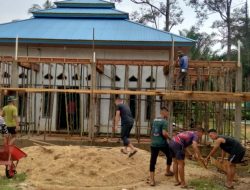 Tim Satgas TMMD Mulai Kerjakan Rehabilitasi Mushalla Al Hidayah di Desa Tanjung Belit Selatan