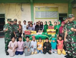 Persit KCK Ranting 9 Cabang LIII Koramil 08/Tandun Kodim 0313/KPR Bagikan Sembako ke Yayasan Panti Hidayatul Muslim