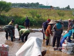 Tanggul Irigasi Jebol, Reaksi Cepat Babinsa Koramil 01/Bkn Turun Kelokasi