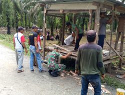 Babinsa Gotong -Royong Dengan Masyarakat Membuat Rumah