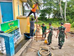 Melalui Program TMAB Prajurit Koramil 01/Bkn Kodim 0313/Kpr Wujudkan Air Bersih Bagi Jamaah Mushola Al Iklas Tapi Air
