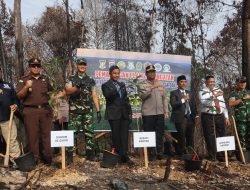 Dandim 0313/Kpr Hadiri Pemasangan Plang Larangan Kegiatan Dilahan Bekas Kebakaran Hutan dan Lahan Desa Merangin