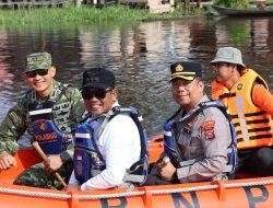 Dandim 0313/Kpr Bersama Forkopimda Pelalawan Gelar Patroli Sungai Kampar Pantau Debit Air