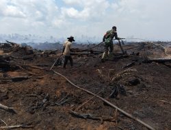 Babinsa Koramil 03/Bunut Tetap Siaga Saat Lebaran, Lanjutkan Pendinginan Karhutla