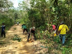 Babinsa Melaksanakan Goro Bersama Masyarakat Desa Lubuk Raja