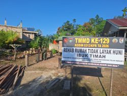 Wakilkan Impian Rumah Layak Huni, Program RTLH Ibu Timah di TMMD Ke-129 Kodim 0313/Kpr Sentuh 13 Persen