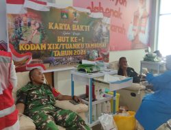 Jelang HUT Ke-1 Kodam XIX/Tuanku Tambusai, Kodim 0313/KPR Gelar Donor Darah