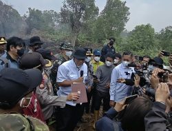 Turut Padamkan Api, Dandim 0313/KPR Bersama Forkopimda Kampar Dampingi Menteri LHK dan Kapolda Riau Di Lokasi Karhutla